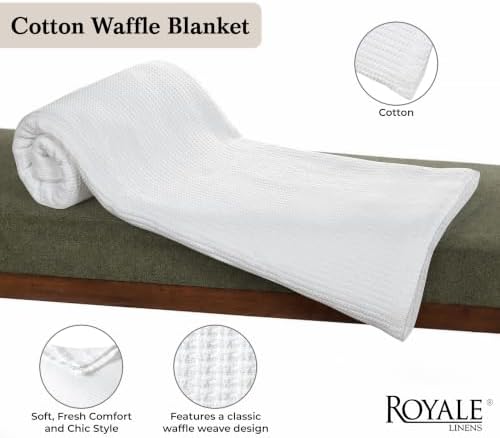 ROYALE LINENS Cotton Waffle Blanket - Breathable and Soft, Lightweight