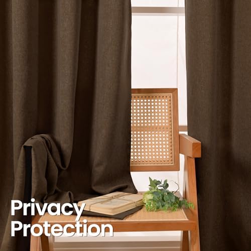 BGment Brown Linen Curtains 95 Inches Long for Living Room
