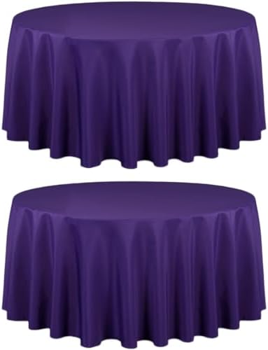 LTC LINENS 2 Pack 120 Inch Round Tablecloth Purple - Great for 60 Inch
