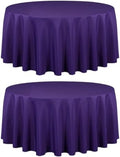 LTC LINENS 2 Pack 120 Inch Round Tablecloth Purple - Great for 60 Inch