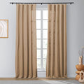TWOPAGES Linen Textured Cotton Curtain 96 Inches Long 4-in-1 Header