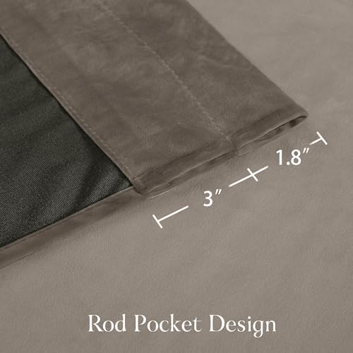 NICETOWN 120 inches Velvet Curtains - Taupe Blackout Extra Long High