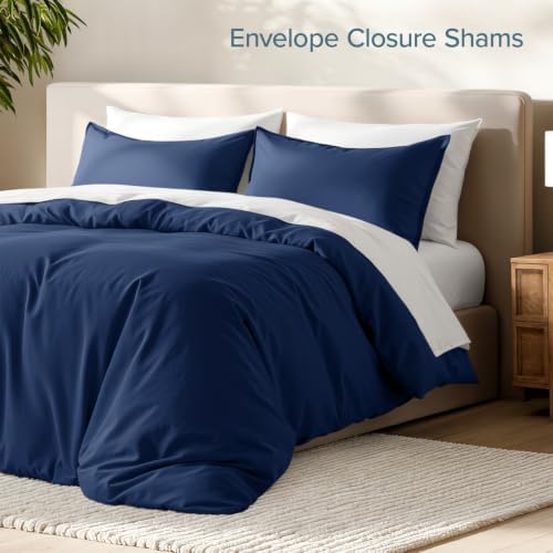 Bare Home Duvet Cover Set 1800 Ultra-Soft (Twin/Twin XL, Dark Blue)
