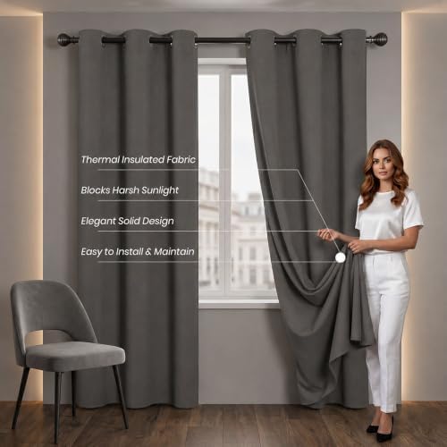 Blackout Curtains Room Darkening Thermal Insulated Blackout Grommet