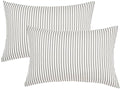 JELLYMONI Cotton Vertical Gray Striped Pillowcases Set of 2, Queen