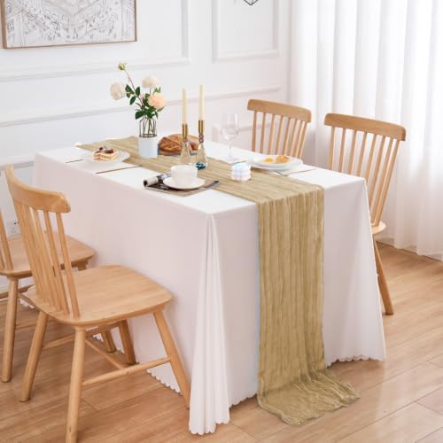 12 Pack Beige Table Runner 17x108 Inch Beige Cheesecloth Table Runner
