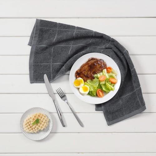 Glynniss Kitchen Grey Kitchen Towels Pack of 6 and Dish Cloths Pack of