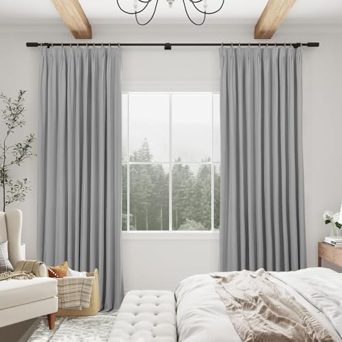 84 Inches Long Pinch Pleat 100% Blackout Curtains for Living Room