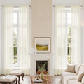Extra Long Semi Sheer Curtains 17Ft, Rod Pocket 2 Story Drapes Light