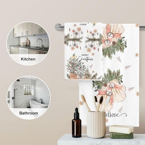 Gloves Ball Believe Merry Christmas Kitchen Towels Dish Towels Set of