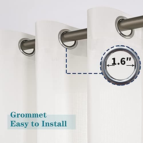 BGment Cream Sheer Curtains 84 Inches Long for Living Room 2 Panels