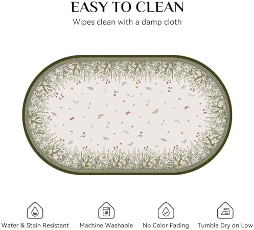 Oval Tablecloth 60 x 102 Inch, Spring Floral Summer Wildflowers Oval