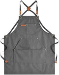 Canvas Chef Apron for Men and Women, Cotton, Cross-Back, 5 Pockets