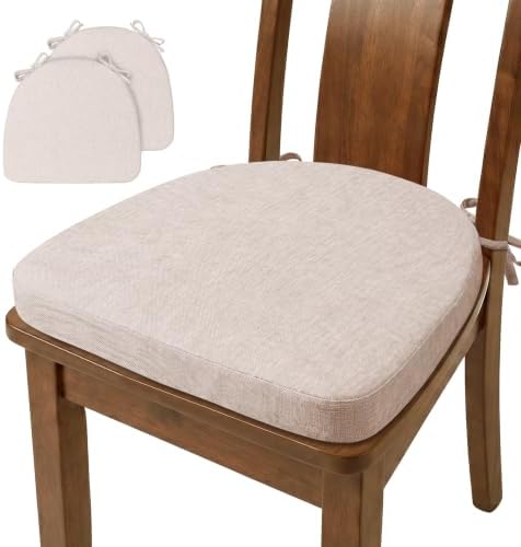 U-Shaped Chair Cushions Set of 2, Chair Pads with Ties, 17" x 16"