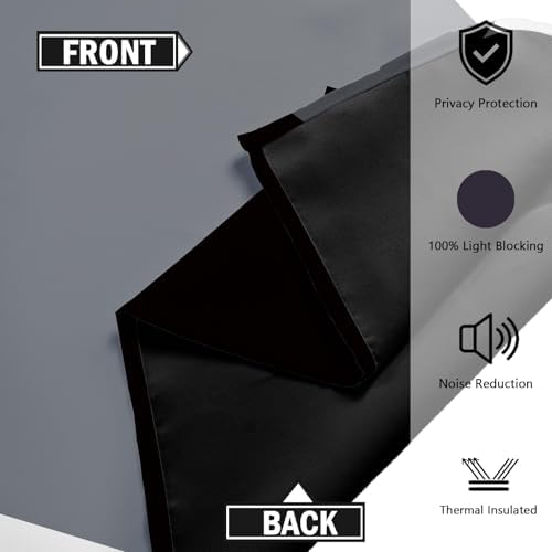 Tyrot Black White Grey Blackout Curtains for Bedroom Living Room