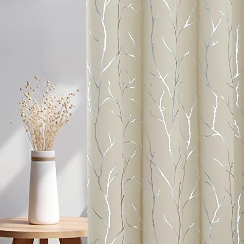 BUHUA Black Out Curtains 108 Inch Long 2 Panels, Soundproof Curtains