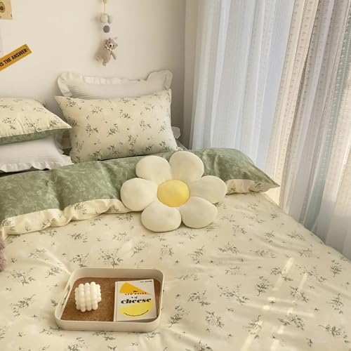 100% Cotton Queen Size Duvet Covers Set, Soft Breathable Cotton Flower
