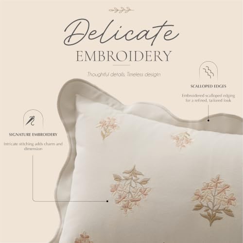 BlissBlush Throw Pillow Cover 20x20, Cream White Velvet Decorative