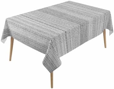 Linen Textured Striped Rectangle Tablecloth 60 x 120 Inches Farmhouse