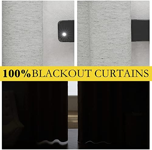 NICETOWN Grey Long Linen Full Shade Panels, 52" Wide x 120" Long, Pair