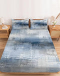 Fitted Sheets Elastic Deep Pocket Bed Sheet Twin XL Blue Gray Graffiti