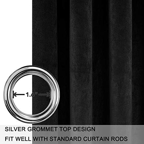 SMILETIME Black Velvet Curtains 52"x120" Grommet 2 Panels