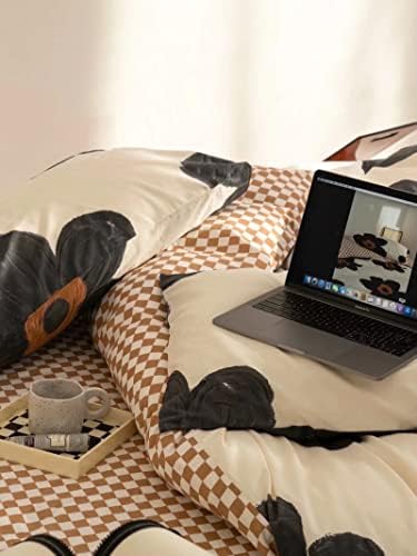 Houseri Black Sunflower Comforter Set King Beige White 3D Floral