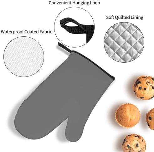 4Pcs Oven Mitts and Potholders, Modern Minimalist Dusty Grey Oven