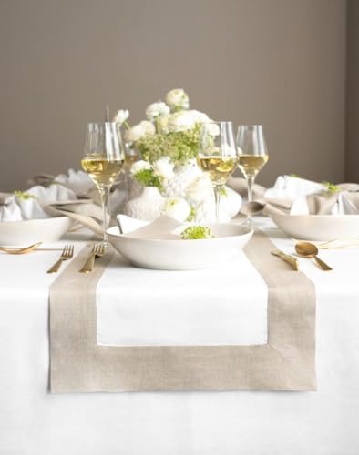 Solino Home 100% Pure Linen Table Runner, 14 x 120 in, Natural and