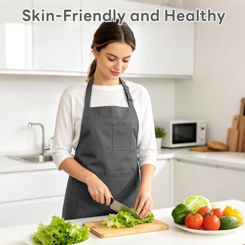 Chef Apron, Adjustable Kitchen Apron with 3 Storage Pockets