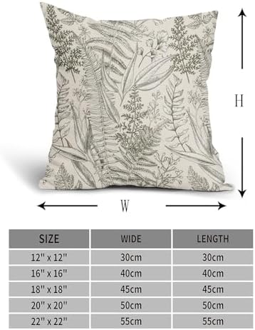Olive Green Leaf Plant Pillow Covers 20X20 Inch Herbs Botanical Fern