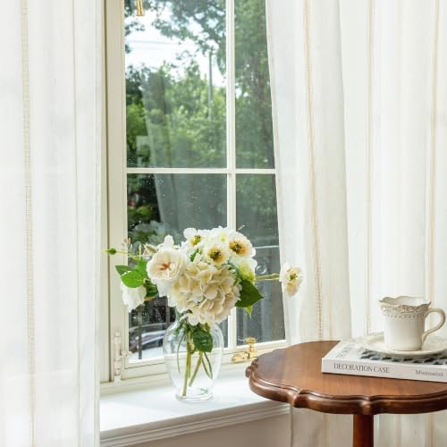 Off White Linen Semi Sheer Curtains 63 Inch Long Bedroom Home Office