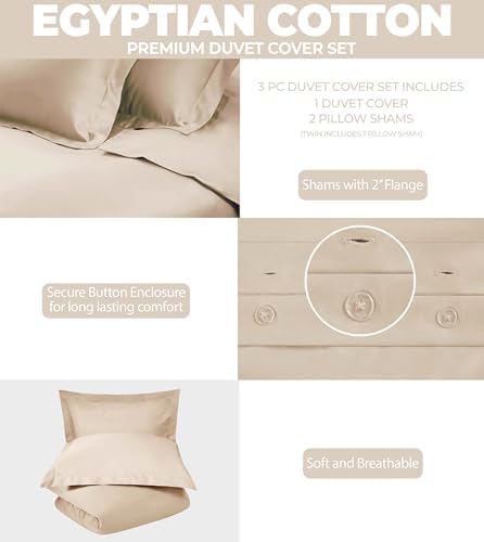 Superior Egyptian Cotton 300 Thread Count Duvet Cover Set, Includes 1