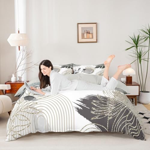 Erosebridal Gray Boho Mid Century Duvet Cover Full Size Bohemian