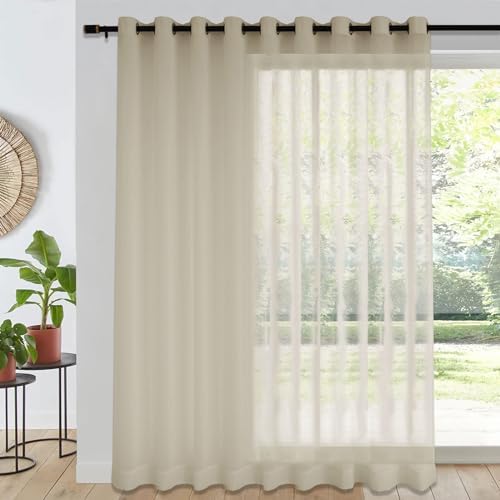 Fcoise 120" Extra Wide Semi Sheer Curtains 102 inches Long | Faux
