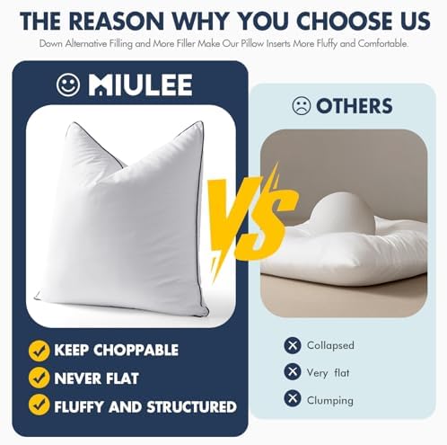 MIULEE 18x18 Pillow Inserts, Fluffy Down Alternative Filling Pack of 2