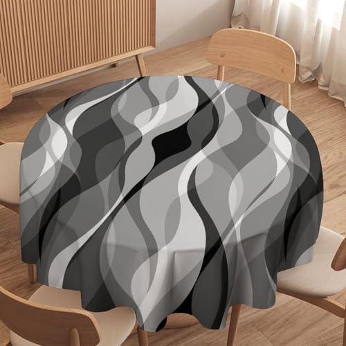 Grey Tablecloth Modern Abstract Black and Grey Striped Print Pattern