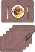 CAMAL 6PCS Double Sided Faux Leather Place Mats Stain Resistant PU