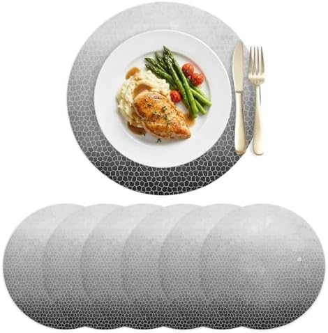 Abstract Fog Faux Leather Placemats Set of 6, 15in, Waterproof Heat