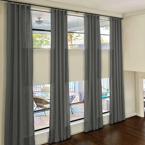 ChadMade 120 Inches Long Linen Curtains, 2 Panels 52Wx120L Carbon