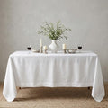 Solino Home 100% Pure Linen Tablecloth White Rectangular, Fete 60 x