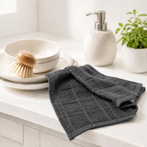 Blue Needles Cotton Terry Kitchen Dish Cloths Set of 4-11 x 13 Inches