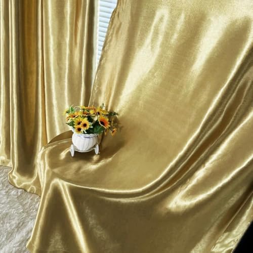 1 Pair Semi-Blackout Gold Curtains for Living Room Bedroom Grommet Top