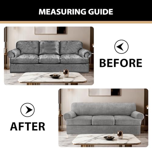 4 Piece T Cushion Sofa Slipcovers Stretch Couch Slip Cover for 3
