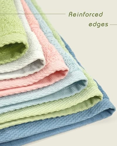 Cleanbear Pure Cotton Wash Cloths Face Cloths, 6 Colors