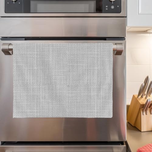 Rustic Light Gray Kitchen Towels Set of 4, Absorbent Microfiber Soft