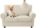CYCMCAO 3 Piece Stretch Couch Covers for 2 Cushion Couch, Medium