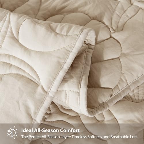 WDCOZY Coastal Beach Beige Twin Size Quilt Bedding Sets, Nautical