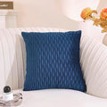 TAOSON Pack of 2,Navy Blue Velvet Throw Pillow Covers,Original Striped