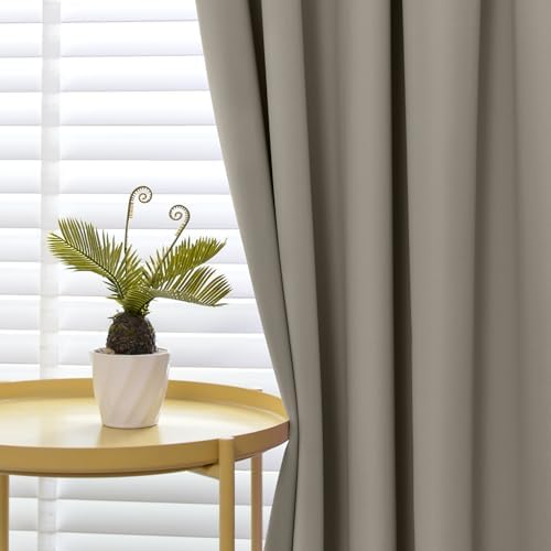 Yakamok Taupe Rod Pocket Blackout Curtains 72 inches Long for Bedroom